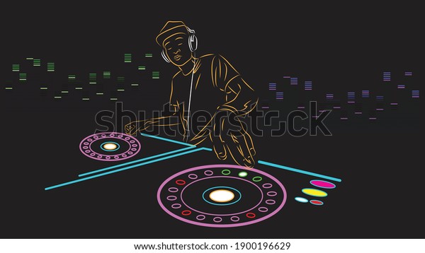 DJ Neon\
Light Wallpaper . line art\
illustration