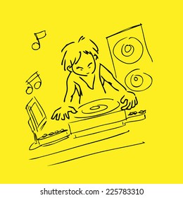 DJ night club sound mixing line vector