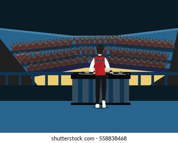 dj on stage flat illustration