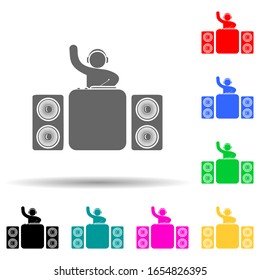 DJ on stage multi color style icon. Simple glyph, flat vector of party icons for ui and ux, website or mobile application