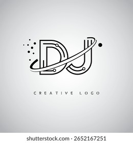 DJ Orbit Monogram Logo – Futuristic Minimal Letter mark with Circular Line Art, Tech-Inspired Dots and Space Motion Concept for Modern Branding Identity