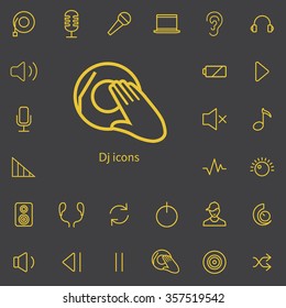 dj outline, thin, flat, digital icon set for web and mobile