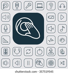 dj outline, thin, flat, digital icon set for web and mobile
