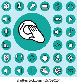 dj outline, thin, flat, digital icon set for web and mobile