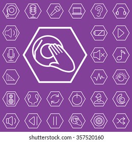 dj outline, thin, flat, digital icon set for web and mobile