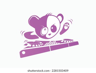 DJ Panda vector logo concept