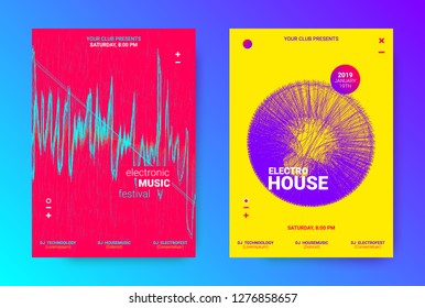 Dj Party Banner. Wave Electronic Music Poster. Vector Equalizer Concept with Amplitude of Lines. Promotion of Techno Sound Dj. Wave Flyer for Dance Event. Poster for Announcement of Dj Performance.