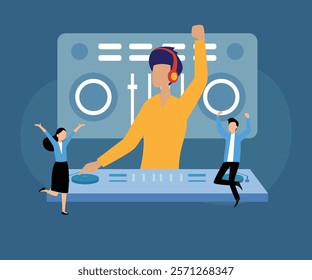 DJ Party and Celebration 2d flat vector illustrations