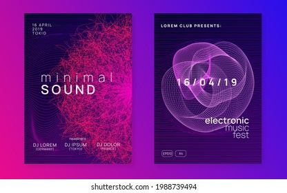 Dj Party. Digital Discotheque Magazine Set. Dynamic Fluid Shape And Line. Neon Dj Party Flyer. Electro Dance Music. Techno Trance. Electronic Sound Event. Club Fest Poster.