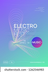 Dj party. Dynamic gradient shape and line. Modern discotheque magazine design. Neon dj party flyer. Electro dance music. Techno trance. Electronic sound event. Club fest poster.