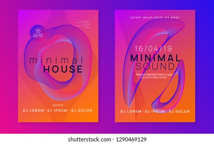 Dj party. Dynamic gradient shape and line. Energy discotheque banner set. Neon dj party flyer. Electro dance music. Techno trance. Electronic sound event. Club fest poster.