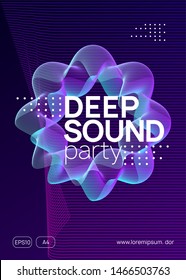 Dj party. Dynamic gradient shape and line. Digital discotheque magazine template. Neon dj party flyer. Electro dance music. Techno trance. Electronic sound event. Club fest poster.