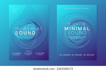 Dj party. Dynamic gradient shape and line. Curvy discotheque cover set. Neon dj party flyer. Electro dance music. Techno trance. Electronic sound event. Club fest poster.