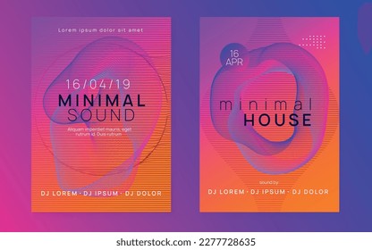 Dj party. Dynamic gradient shape and line. Minimal concert brochure set. Neon dj party flyer. Electro dance music. Techno trance. Electronic sound event. Club fest poster.
