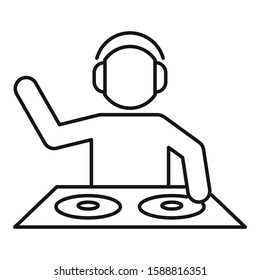 Dj party icon. Outline dj party vector icon for web design isolated on white background