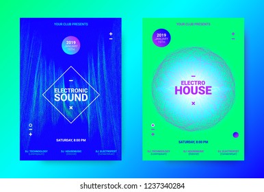 Dj Party Poster. Wave Music Banner for Dance Event. Minimal Electronic Music Flyer. Vector Equalizer with Amplitude of Lines. Promotion of Techno Sound Dj. Brochure for Announcement of Dj Performance