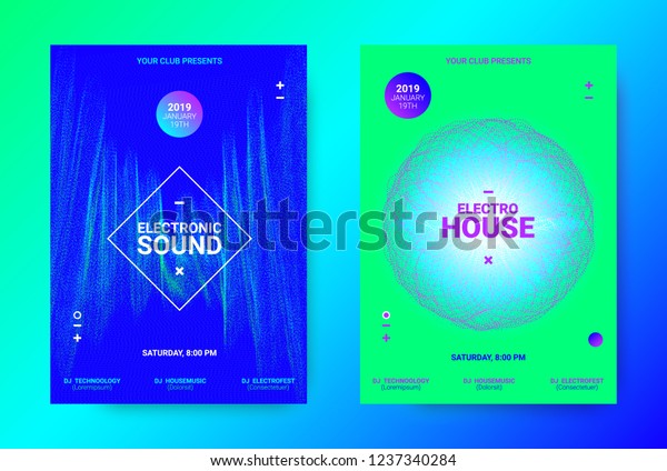 Dj Party Poster Wave Music Banner Stock Vector Royalty Free