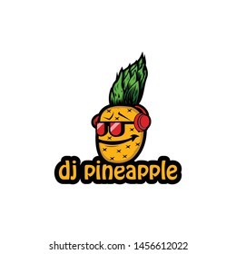 DJ pineapple character vector design