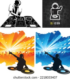 DJ playing music vector illustration