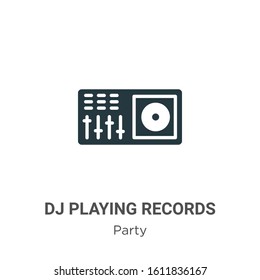 Dj playing records glyph icon vector on white background. Flat vector dj playing records icon symbol sign from modern party collection for mobile concept and web apps design.