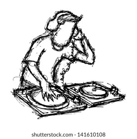 DJ playing turntable