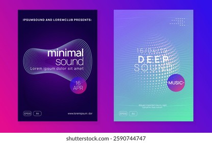 Dj Poster. Blue Music Flyer. Discotheque Event. Violet Fest Design. Nightclub Radio Illustration. Sound Trance Graphic. Concert Cover. Green Dj Poster