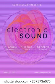 Dj Poster. Concert Vector. Soundwave Beat Invitation. Green Music Magazine. Blue Techno Flyer. Night Club Set. Fest Festival Element. Violet Dj Poster