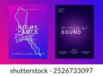 Dj Poster. Party Design. Pink Discotheque Set. Blue Edm Magazine. Soundwave Radio Invitation. Sound Trance Graphic. Festival Vector. Violet Dj Poster