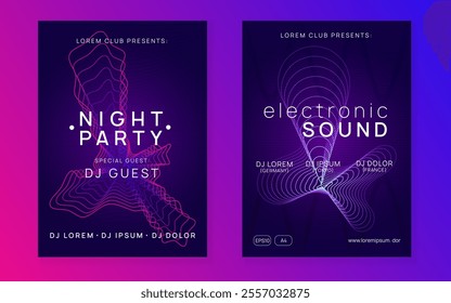 Dj Poster. Soundwave Disco Invitation. Fest Trance Graphic. Green Dance Background. Electro Invite. Edm Event. Pink Music Magazine. Violet Dj Poster