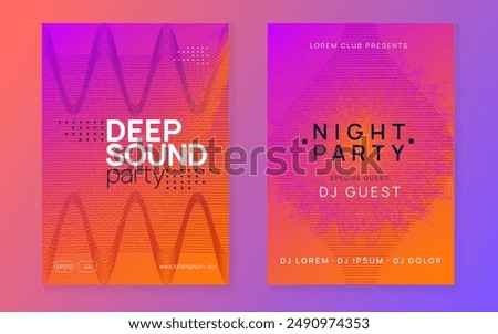 Dj Poster. Violet Fest Set. Trance Cover. Pink Discotheque Design. Night Club Banner. Edm Festival Element. Electronic Beat Illustration. Green Dj Poster