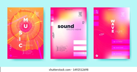 Dj Poster. Wave Event. Trendy Music Banner. Bright Electronic Sound Festival. Pink Dj Party. Audio Circle. Neon Electro Music. Colorful Electronic Sound Festival. Dj Party.