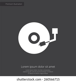 dj premium illustration icon, isolated, white on dark background, with text elements 