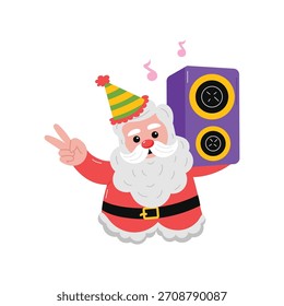 Ilustración de la etiqueta engomada del Vector de DJ Santa.