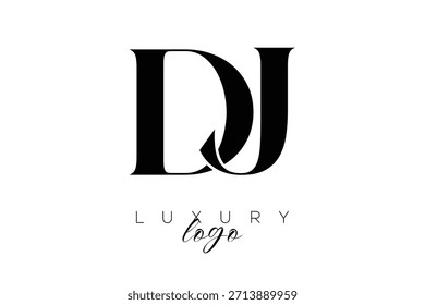 DJ  Serif Letter Monogram Typography Logo for Elegant Premium Branding Identity