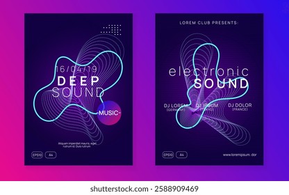 Dj Set. Concert Vector. Green Edm Banner. Fest Trance Element. Night Club Event. Nightclub Disco Illustration. Pink Dance Flyer. Blue Dj Set