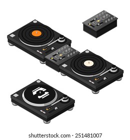 DJ set of decks and mixer. 