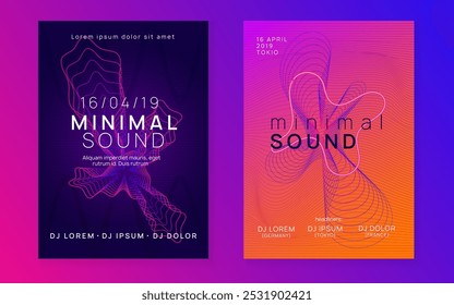 Dj Set. Festival Vector. Nightclub Beat Illustration. Violet Techno Poster. Discotheque Electro Element. Pink Dance Design. Fest Banner. Green Dj Set