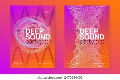 Dj Set. Psychedelic Radio Invitation. Electro Vector. Techno Concert Template. Green Fest Poster. Pink Music Background. Sound Event. Violet Dj Set
