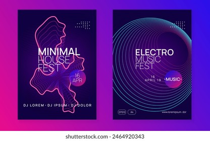 Dj Set. Sound Electro Element. Green Music Event. Festival Cover. Soundwave Radio Illustration. Violet Night Club Banner. Party Flyer. Blue Dj Set