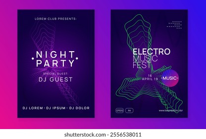 Dj Set. Techno Event. Green Party Magazine. Electro Cover. Music Festival Template. Nightclub Radio Illustration. Violet Discotheque Flyer. Pink Dj Set