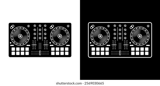 DJ setup mixer controller vector illustration, set of two styles