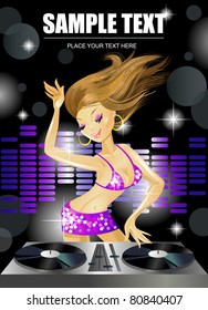 DJ sexy girl, Template flyer for party