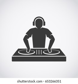 DJ silhouette. Disc jockey icon.