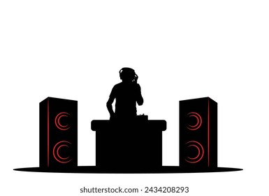 DJ Silhouette at Disco. Lifestyle profession and leisure concept vector