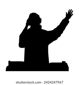 dj silhouette and equipment illustration