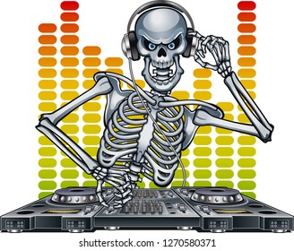 dj skeleton mixing music