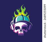 dj skull abstract logo modern style