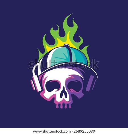 dj skull abstract logo modern style