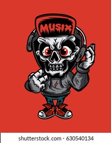 DJ Skull - Vector Illustration