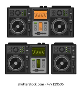 Dj Sound Mixer Set. Flat Design Style. Vector illustration